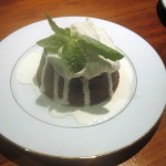 Chocolate Melt Cakes with Whipped Cream and Sugared Mint Leaves
