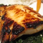 Miso Cod on Steamed Spinach
