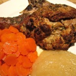 Stuffed Pork Chops, Steamed Carrots & Applesauce