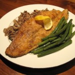 Fresh Pan-Fried Trout with Wild Rice and Steamed Green Beans