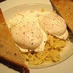 Breakfast - Two Poached Eggs over Orzo