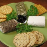 Goat Cheese Plate with Crackers and Olives