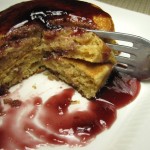 Peanut Butter Pancakes with Grape Jelly Syrup