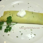 Crepe filled with Cheese, Spinach and Mushrooms