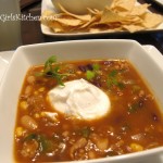 Sausage & Bean Soup topped with a Poached Egg