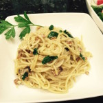 Spaghetti Carbonara with Side Salad