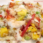 Coconut Mango Rice topped with Lobster